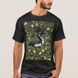 Camiseta Pássaro Mergulhão Comum Rodeado pela Flor de Orquí