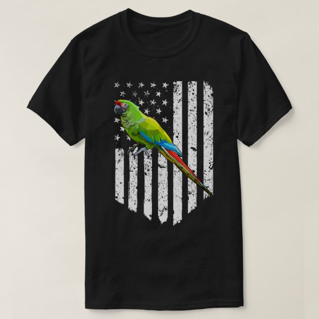 Camiseta Pássaro Militar de Bandeira Branca Americana 4 de  (Frente do Design)