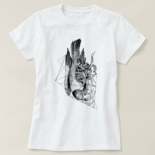 Camiseta Pássaro Morto preto e branco