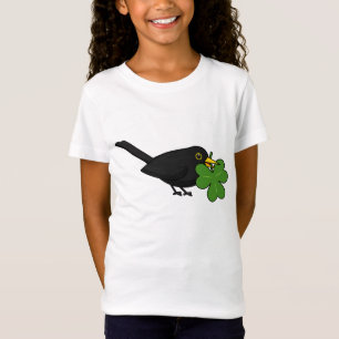 Camiseta Pássaro Negro Bonito com Cartoon de Vestuário do S