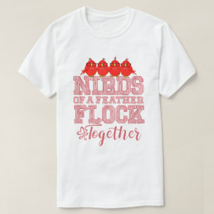 Camiseta Pássaro Nerd Pássaros Engraçados de uma Pena Reúne