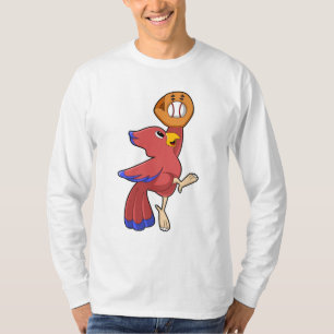 Camiseta Pássaro no Baseball com luva de beisebol
