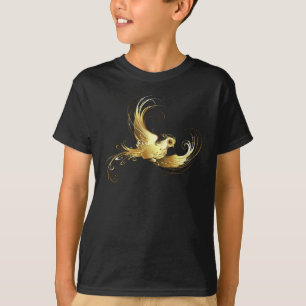 Camiseta Pássaro ouro sobre fundo preto