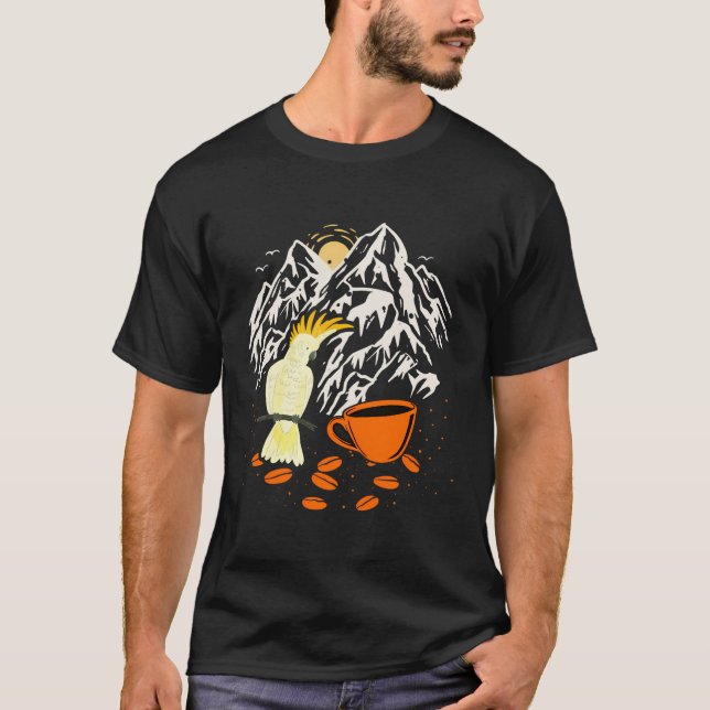 Camiseta Pássaro Pássaro Pássaro Pé do Bugerigar do Café Mo (Frente)