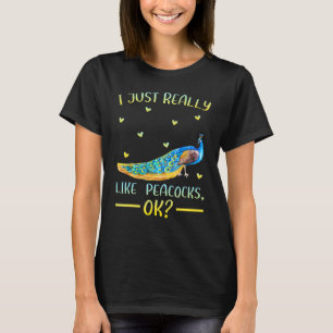 Camiseta Pássaro Peacock, Eu Gosto Muito De Pavões.