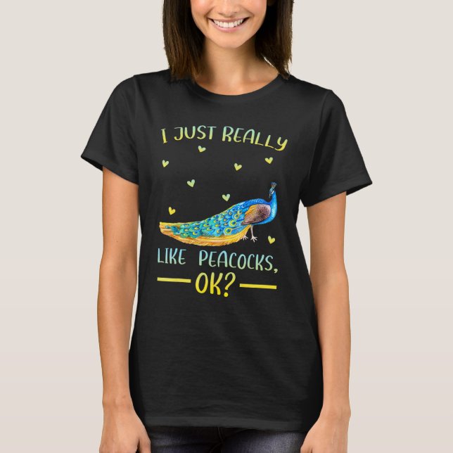 Camiseta Pássaro Peacock, Eu Gosto Muito De Pavões. (Frente)