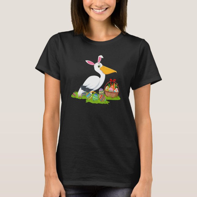 Camiseta Pássaro Pelicano Páscoa de Ovo Caça Coelho Pelican (Frente)