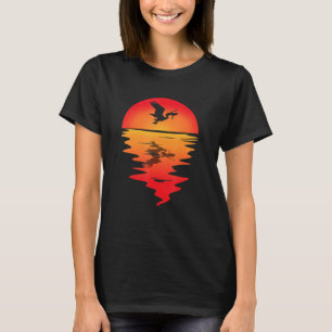 Camiseta Pássaro Pelicano Peixe Pegar Pássaro Tropical Anim