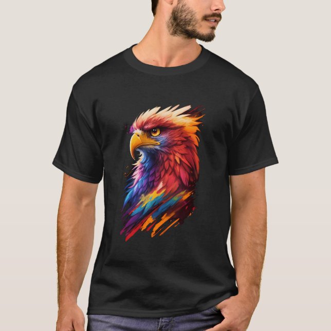 Camiseta Pássaro Phoenix da Explosão de Cor (Frente)