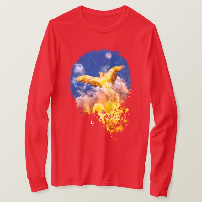 Camiseta Pássaro Phoenix subiu acima de seus problemas (Frente do Design)