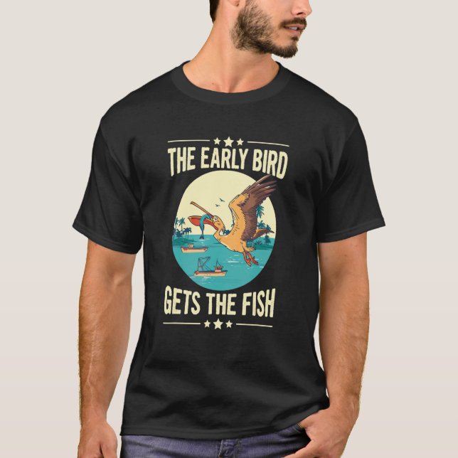 Camiseta Pássaro Povoado Recebe A Citação De Peixe De Um Pe (Frente)