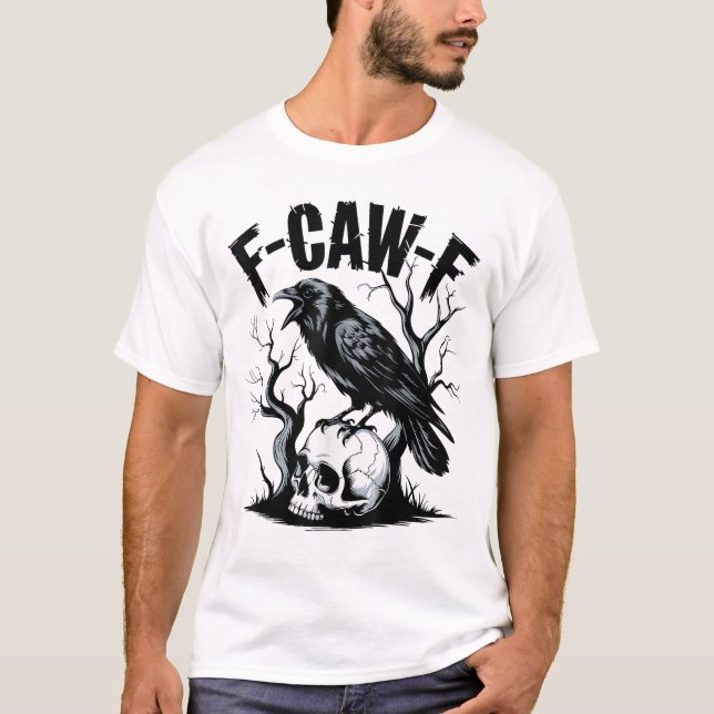 Camiseta Pássaro Preto Engraçado F-Caw-F (Frente)