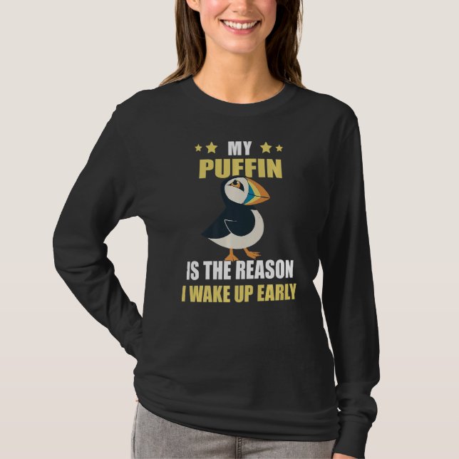 Camiseta Pássaro Puffin Acordar Para Cima Precoce (Frente)