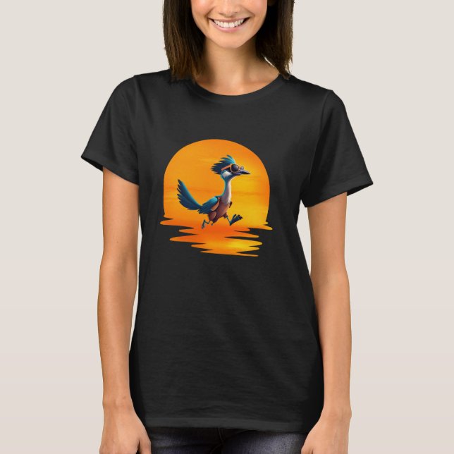 Camiseta Pássaro Rápido Sunset Roadrunner Que Prende As Est (Frente)
