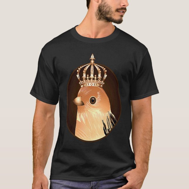 Camiseta Pássaro real como retrato com coroa ouro 1 (Frente)