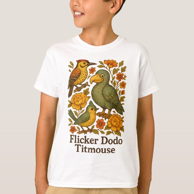 Camiseta Pássaro Sutil Anti Trump Pássaro Flicker Dodo Titm (Frente)