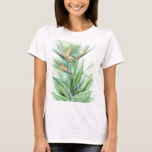 Camiseta Pássaro tropical da flor da pintura do paraíso -