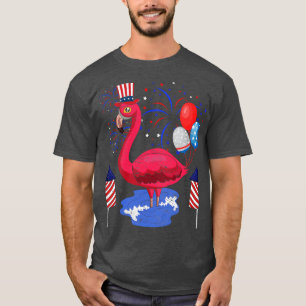Camiseta Pássaro Tropical EUA Patriótico Americano Flamingo
