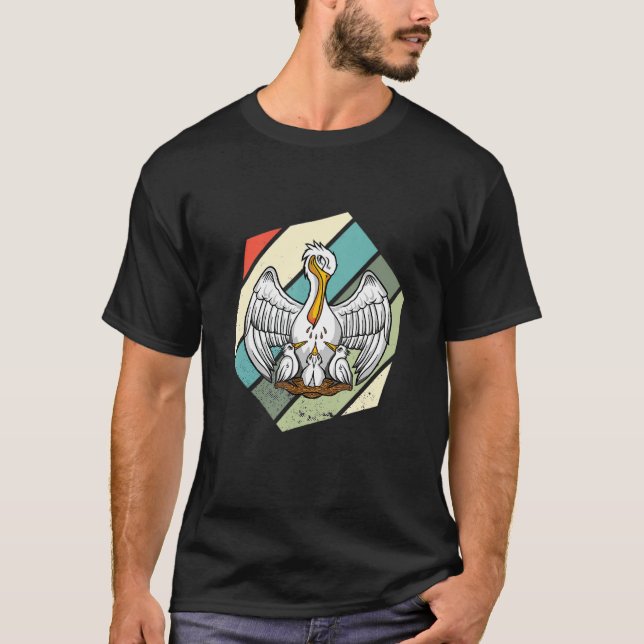 Camiseta Pássaro Tropical Pelicano Pintinhos de pássaros Pe (Frente)