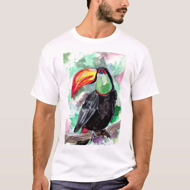 Camiseta Pássaro Tucano Aquarela (Frente)