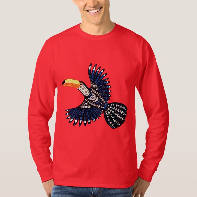 Camiseta Pássaro Tucano Tropical Colorida Brilhante (Frente)