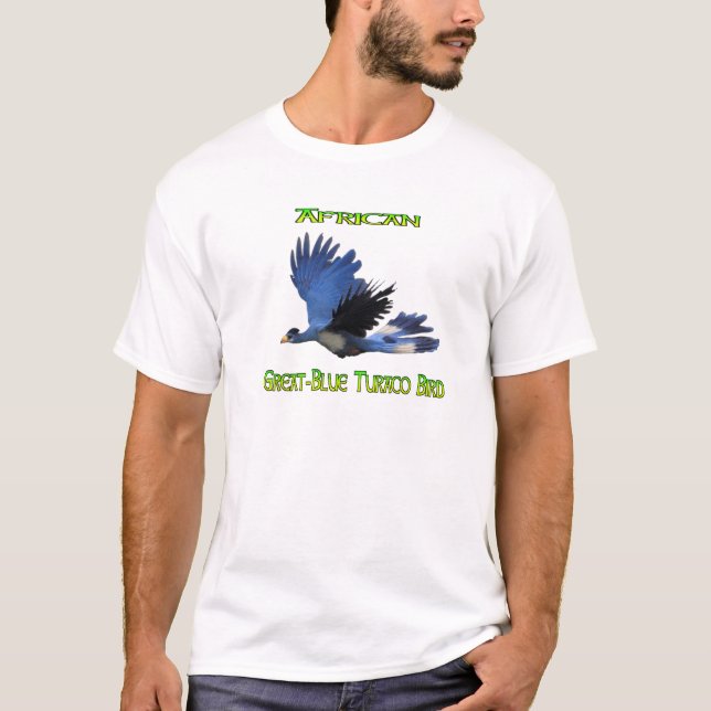 Camiseta Pássaro Turaco Africano excelente Azul (Frente)