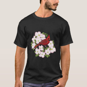 Camiseta Pássaro Vermelho Cardinal Pia Flor Pink Blossomas