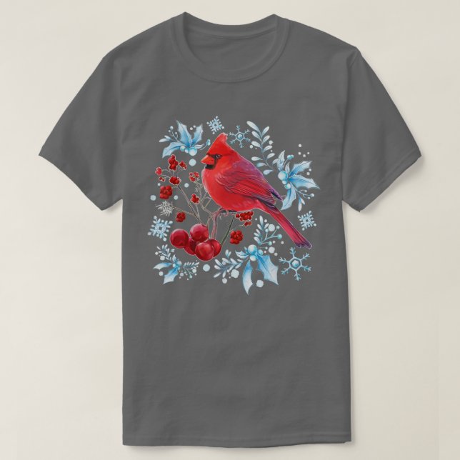 Camiseta Pássaro Vermelho Cardinho Aproxima-se de Aniversár (Frente do Design)