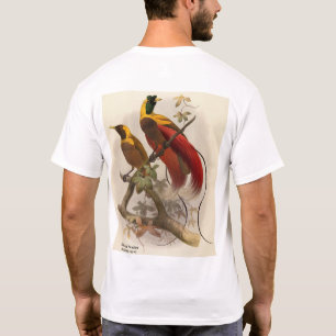 Camiseta Pássaro Vermelho do Paraíso, trabalho de arte fr