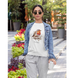 Camiseta Pássaro vermelho-preto-e-branco