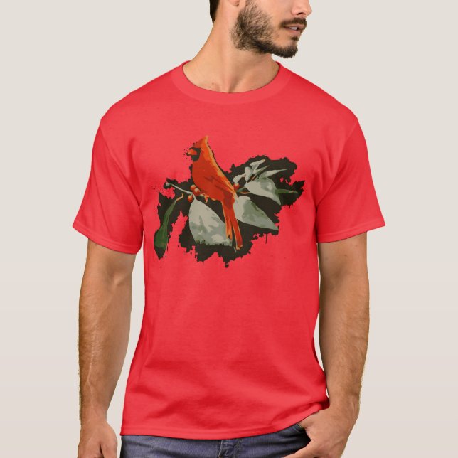 Camiseta Pássaro Vermelho Selvagem Cardinal (Frente)