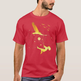 Camiseta Pássaro Voador com Rapariga nos Sonhos da Fantasia
