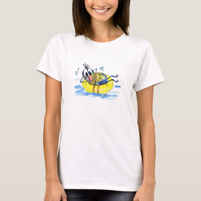 Camiseta Pássaro Whimsical Bonito no Float (Frente)