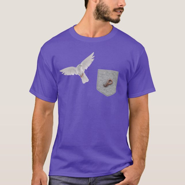 Camiseta Pássaros A Atingir Vermes Em Pocket Falso Pocket E (Frente)