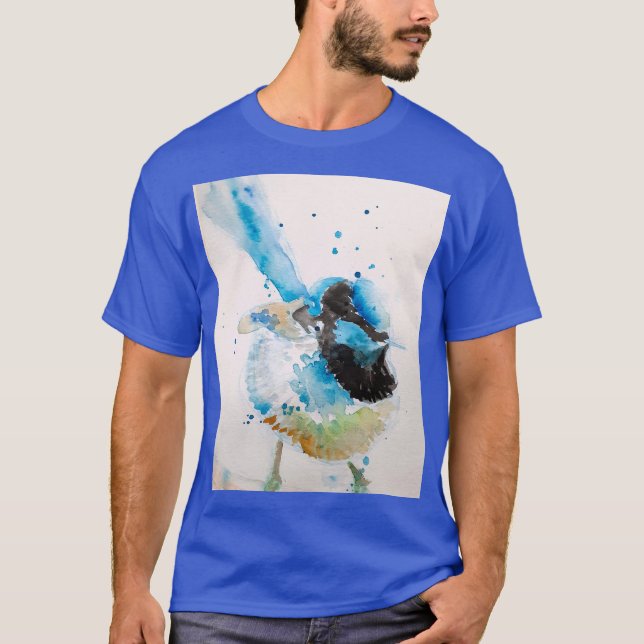 Camiseta Pássaros australianos pintados por aquarela azul (Frente)