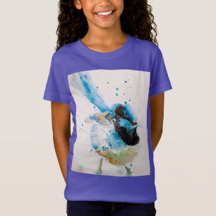 Camiseta Pássaros australianos pintados por aquarela azul