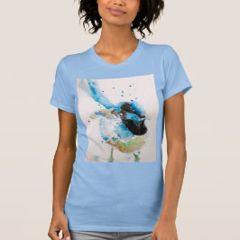 Camiseta Pássaros australianos pintados por aquarela azul