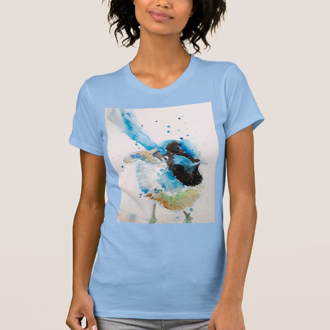 Camiseta Pássaros australianos pintados por aquarela azul (Frente)