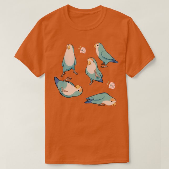 Camiseta Pássaros azuis lúdicos (Frente do Design)