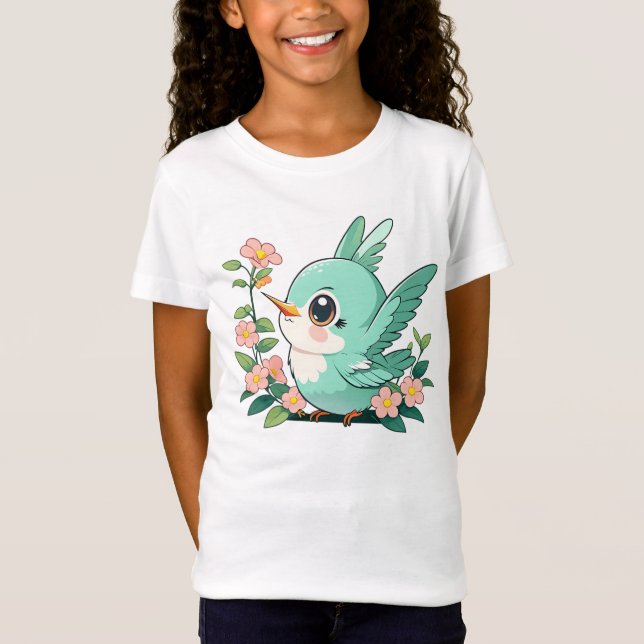 Camiseta Pássaros Bebês Com Sua Flor (Frente)