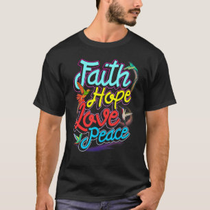Camiseta Pássaros-beija-flores Fé Esperança Amor Paz
