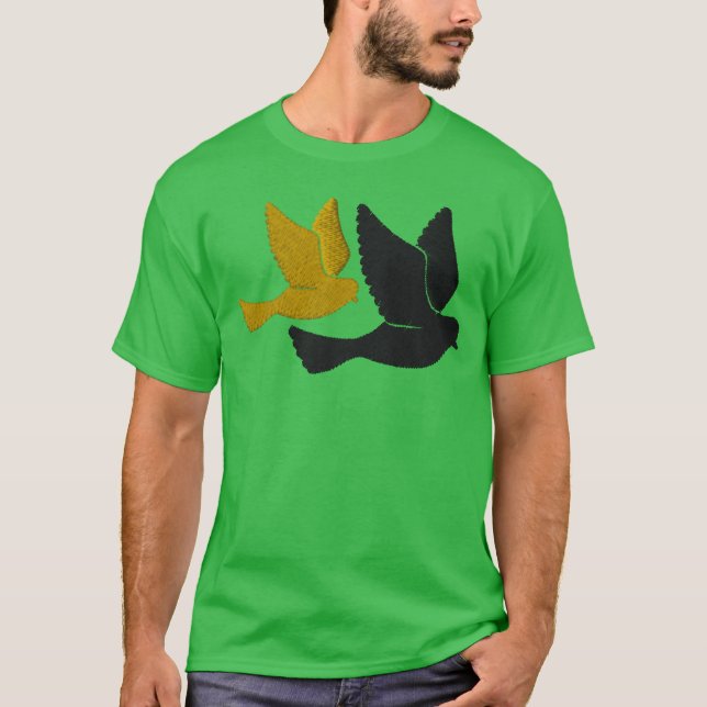 Camiseta Pássaros bordados com graça (Frente)