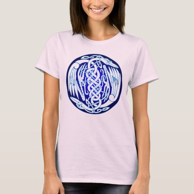 Camiseta Pássaros Celtas da Paz (versão azul) (Frente)