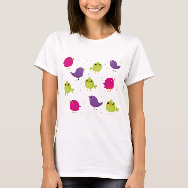 Camiseta Pássaros coloridos fofos (Frente)