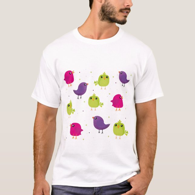 Camiseta Pássaros coloridos fofos (Frente)