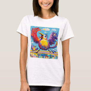 Camiseta Pássaros com abstrato de arte colorida, gracinha g