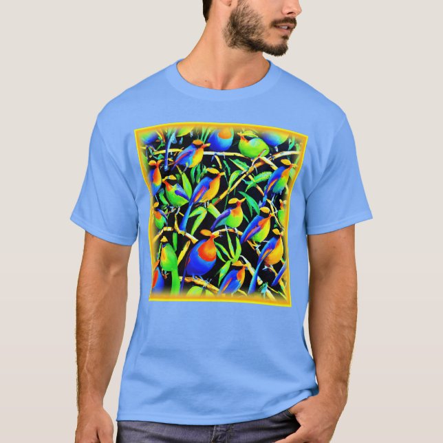 Camiseta Pássaros, Comprar de pintura em árvore, agora engr (Frente)