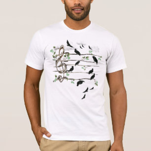 Camiseta Pássaros da nota musical - preto