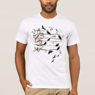 Camiseta Pássaros da nota musical - preto