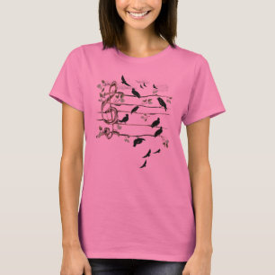 Camiseta Pássaros da nota musical - preto